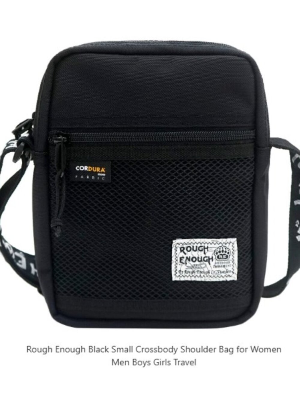 Rough Enough Black Small Crossbody Shoulder Cordura Fabric Travel Bag